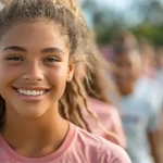 Lycéenne en classe de sport