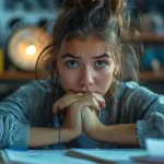 Étudiante stressée avant un examen