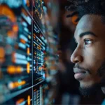 Un jeune homme devant un écran