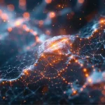 Réseau de connexions neuronales illuminées avec des points lumineux, concept d'intelligence artificielle et de mémoire